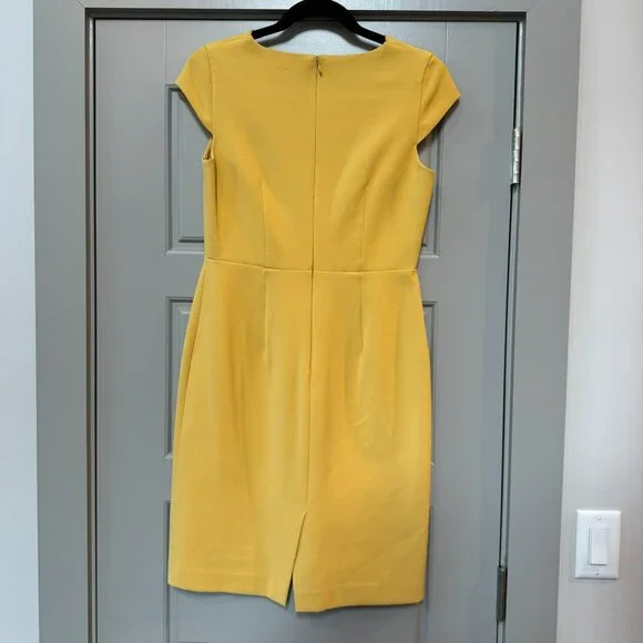 ANN TAYLOR | Short Sleeve Yellow Sheath Work Dress Size 2 - Picture 5 of 8